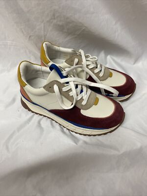 Madewell Kickoff Trainer Sneakers in Colorblock Leather and Suede Sz New 