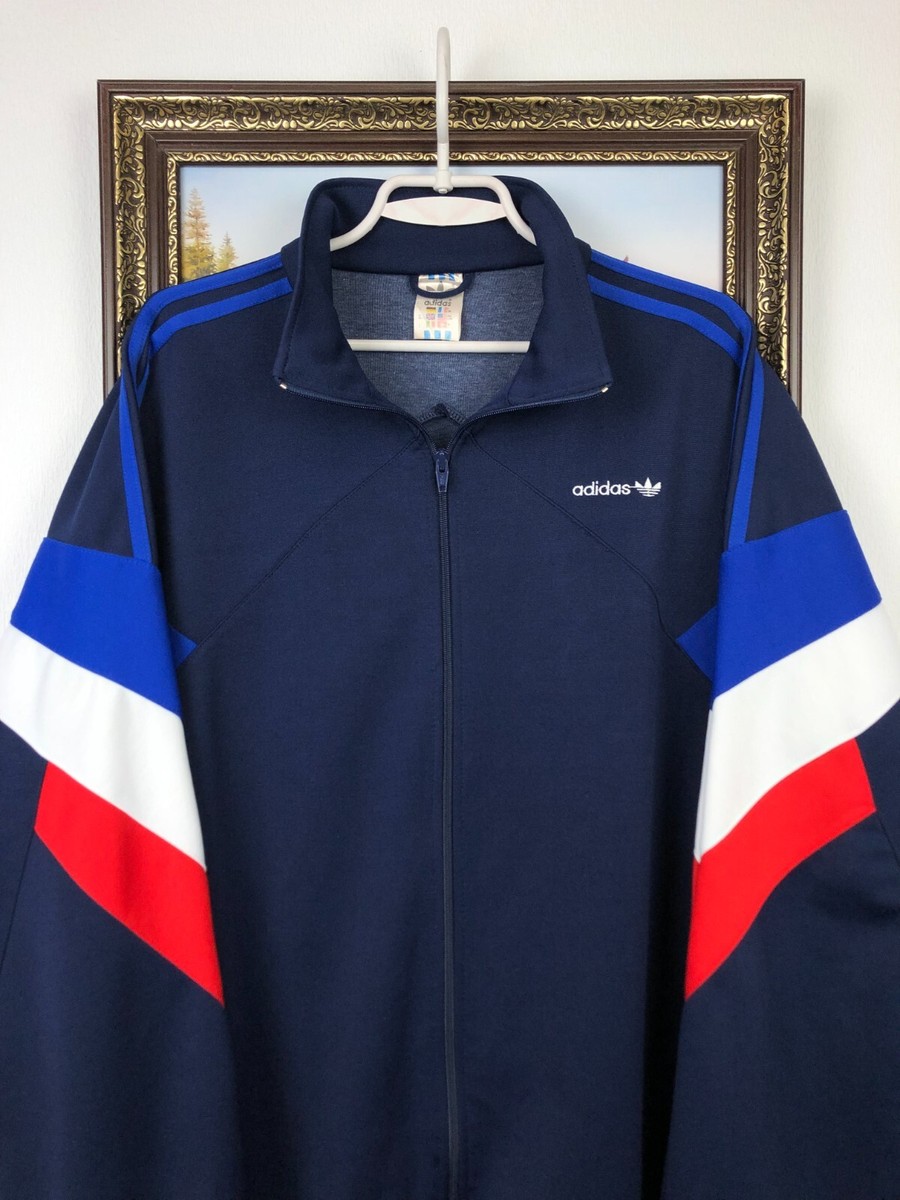 Vintage 90's Adidas Blue Track Top Mens West Germany Rare Hype
