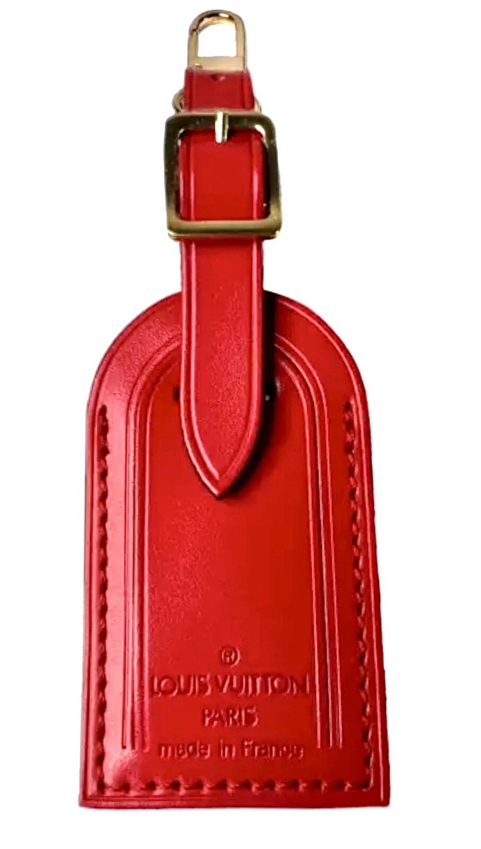 Louis Vuitton レザー タグ 赤 Louis Vuitton Red Leather Name Tag Goldtone Buckle Small