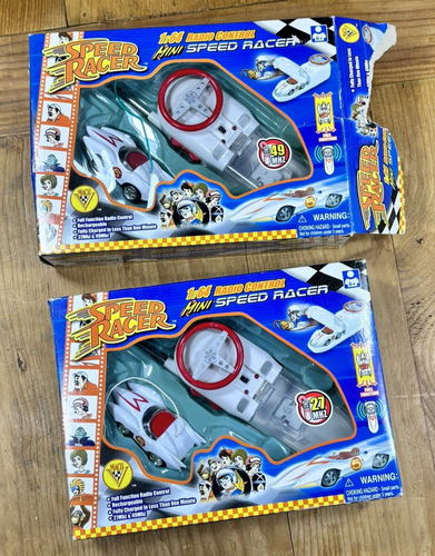 Mini SPEED RACER Radio Control White 1:64 Mach 5 LOT of 2 VINTAGE 2003 ...