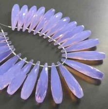 10 Pcs Lavender Chalcedony Beads Faceted Tear Drop Briolette Elongated 10x35MM