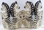 James Haddon Collections Four Zebras Tabletop Folding Panel Wood Carved 11.5"