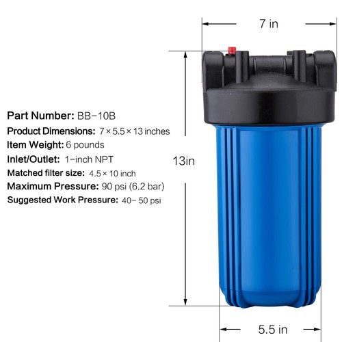 Geekpure Whole House 4.5" x 10" Big Water Filter Housing 1"NPT Pack 2 - Picture 2 of 7