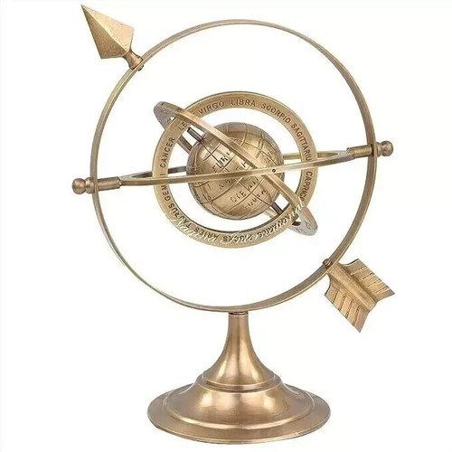 Lot Of 2 Nautical Antique Brass Globe Armillary, Sphere Arrow Maritime Astrolabe - Picture 4 of 4