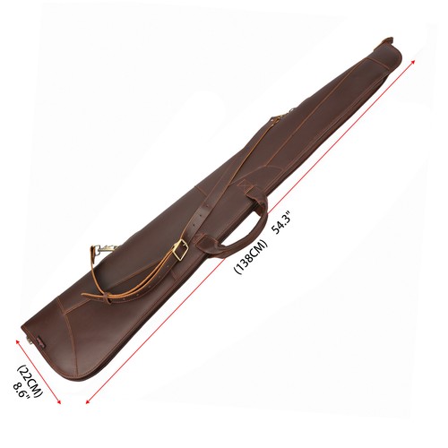 Tourbon Leather Shotgun Case Gun Slip Zippered Cover Bag Soft Padded Hunting NEW - Picture 2 of 22