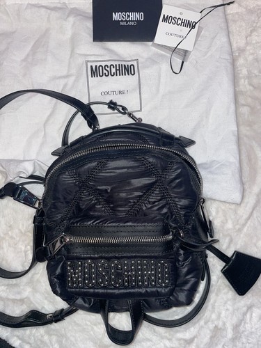 Moschino Quilted Nylon Puffy Logo Mini Backpack  B