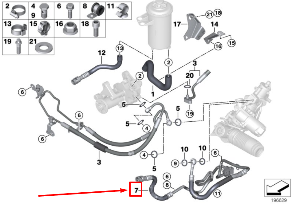 BMW X5 E70 Power Steering Return Hose 32416785276 6785276 NEW  
