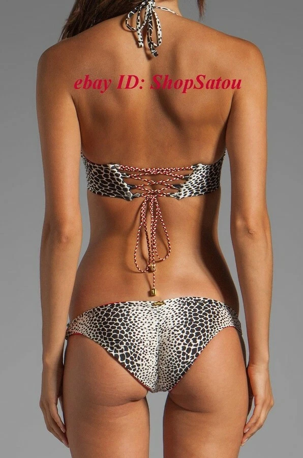 NUEVO CON ETIQUETAS BEACH BUNNY Sexy Conjunto de Bikini de Natación con Estampado de Guepardo Niña en Llamas Talla MEDIANA Foto 4 de 4