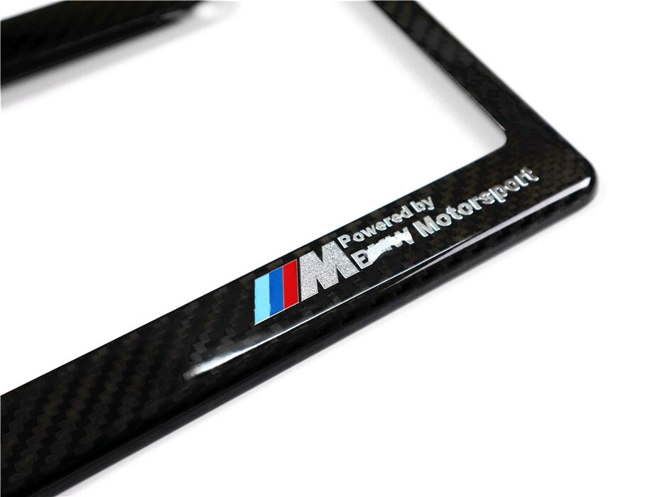 Cubierta de etiqueta de marco de matrícula de fibra de carbono real para BMW Serie 1 2 3 4 5 M Foto 4 de 4