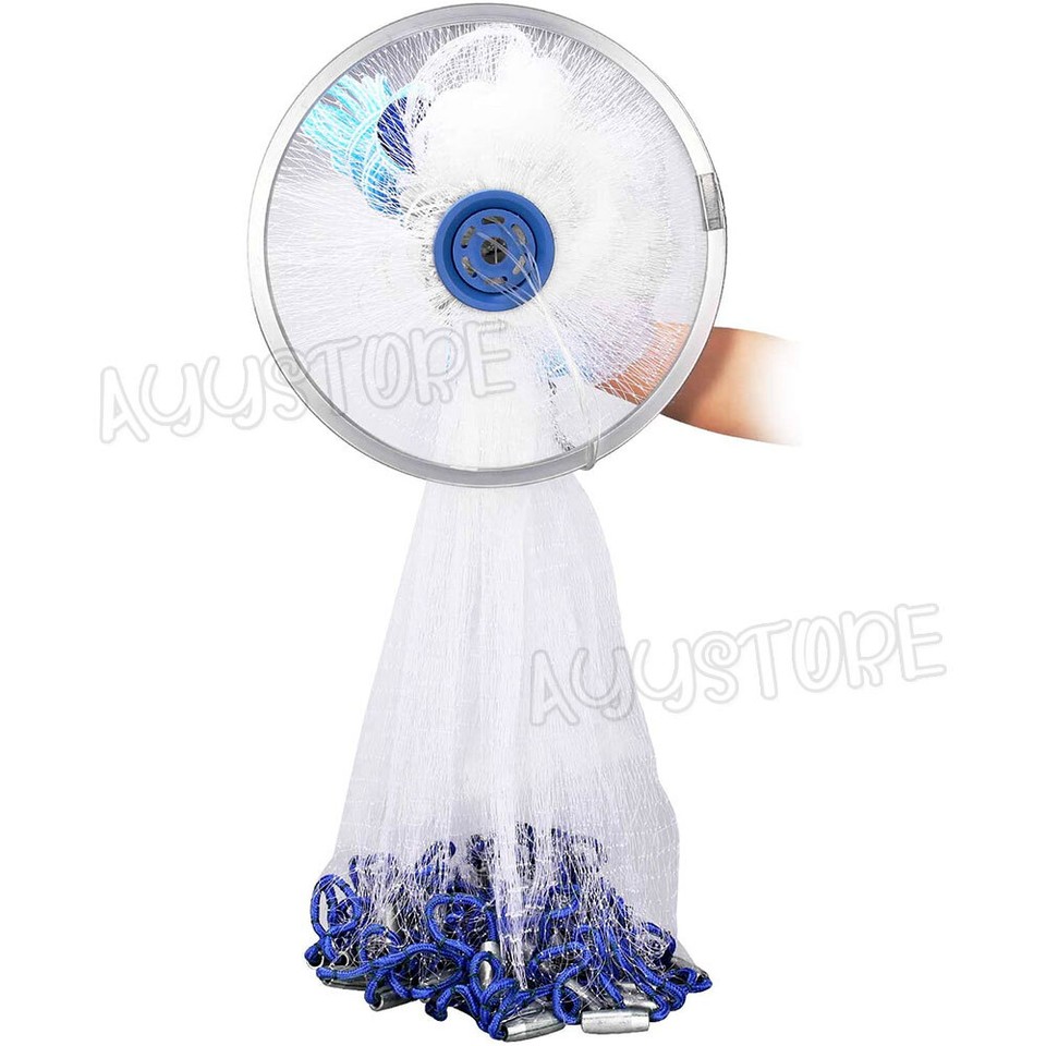 8ft 12ft Fishing Cast Net Quick Throw Nylon Mesh Drawstring Chain ...
