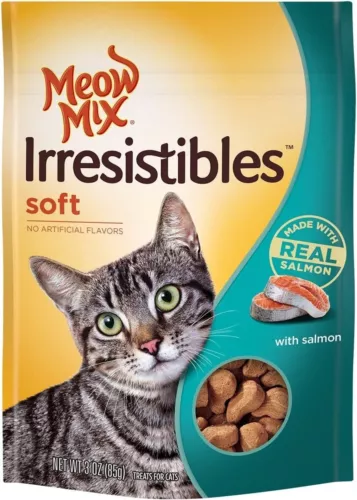 Meow Mix Irresistibles Soft Cat Treats, Salmon, 3 Ounce Bag (Pack of 5)