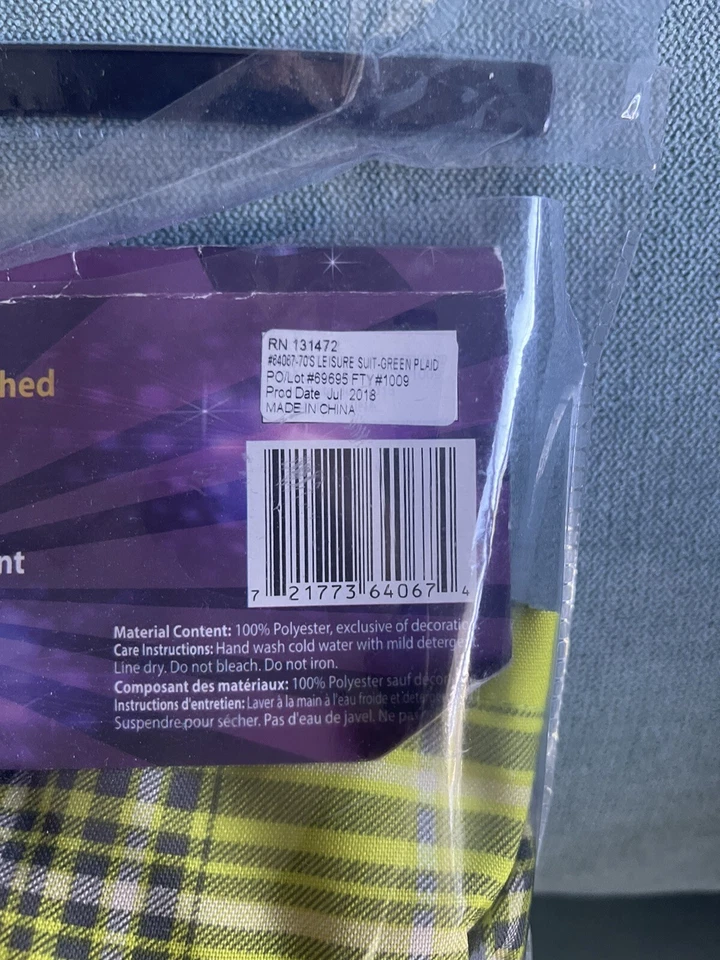 Traje de ocio a cuadros retro años 70 para hombre disfraz de Halloween talla única Foto 4 de 4