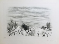 Andr&eacute; JACQUEMIN - "La plaine" - 1979 - Original Etching Signed