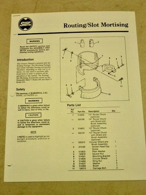 Shopsmith Routing SHOPSMITH ROUTING / SLOT MORTISING OWNERS MANUAL | eBay