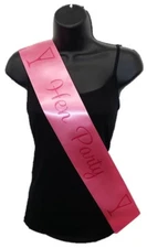 Hot Pink Hen Party Girls Night Satin Ribbon Sash - Pink Cocktail Glasses
