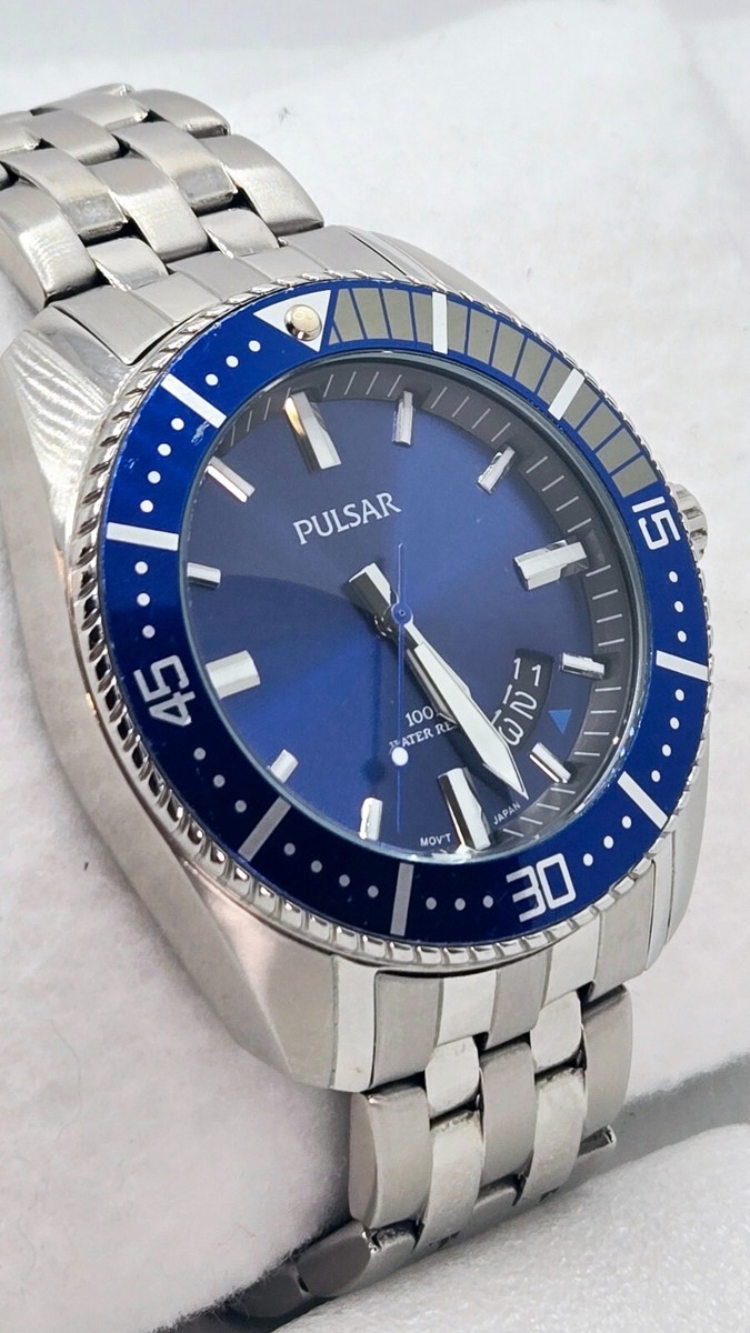 Pulsar (Seiko) Men's Blue Dial 10ATM 49mm Watch VJ42-X124 New