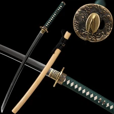 Hand Polished Japanese Samurai Katana Sword Clay Tempered L6 Steel Real Hamon