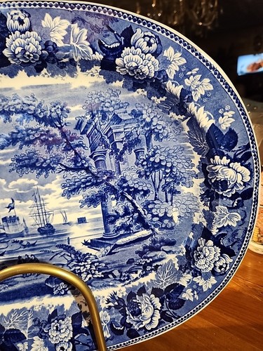 18,3/4 Antike Platte Historical Flow Blau Transferware Staffordshire Wedgwood  - Bild 6 von 16