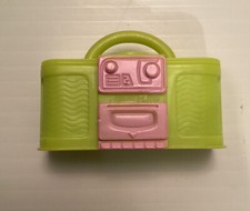 Barbie Doll Size Toy GREEN PINK RETRO CD CASSETTE BOOMBOX MUSIC RADIO