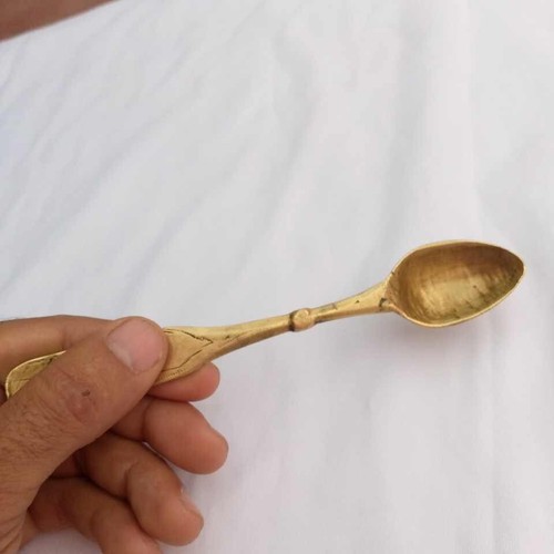 ANTIQUE Small Spoon Vintage Handmade Old copper Handcrafted Hammer Work 1850's - Picture 4 of 17