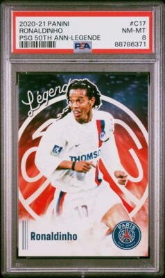 Ronaldinho 2020-21 Panini PSG 50th Anniversary Legende SP PSA 8