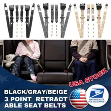 Retractable 3 Point Safety Seat Belt Straps Car Vehicle Adjustable Belt Kits