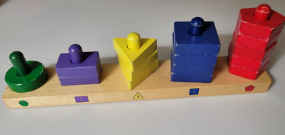 Melissa & Doug Stack & Sort Board Toy Wood Shapes Colors Educational Preschool