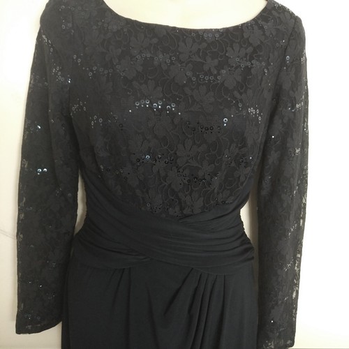 RALPH LAUREN Chaps Womens Size 2 Small S Navy Blue Dress Sequin & Lace Bodice - Picture 15 of 17