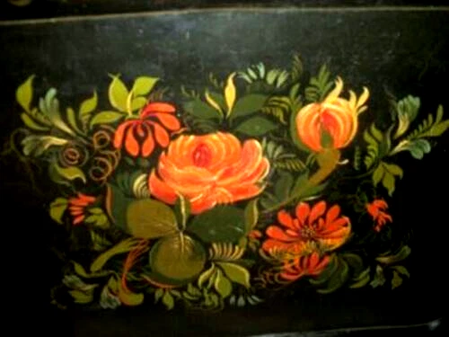 ANTIQUE FRENCH HP TOLE TRAY FOLK ART PRIMITIVE COUNTRY CHIPPY SIGNED LYON FRANCE - Image 2 of 4