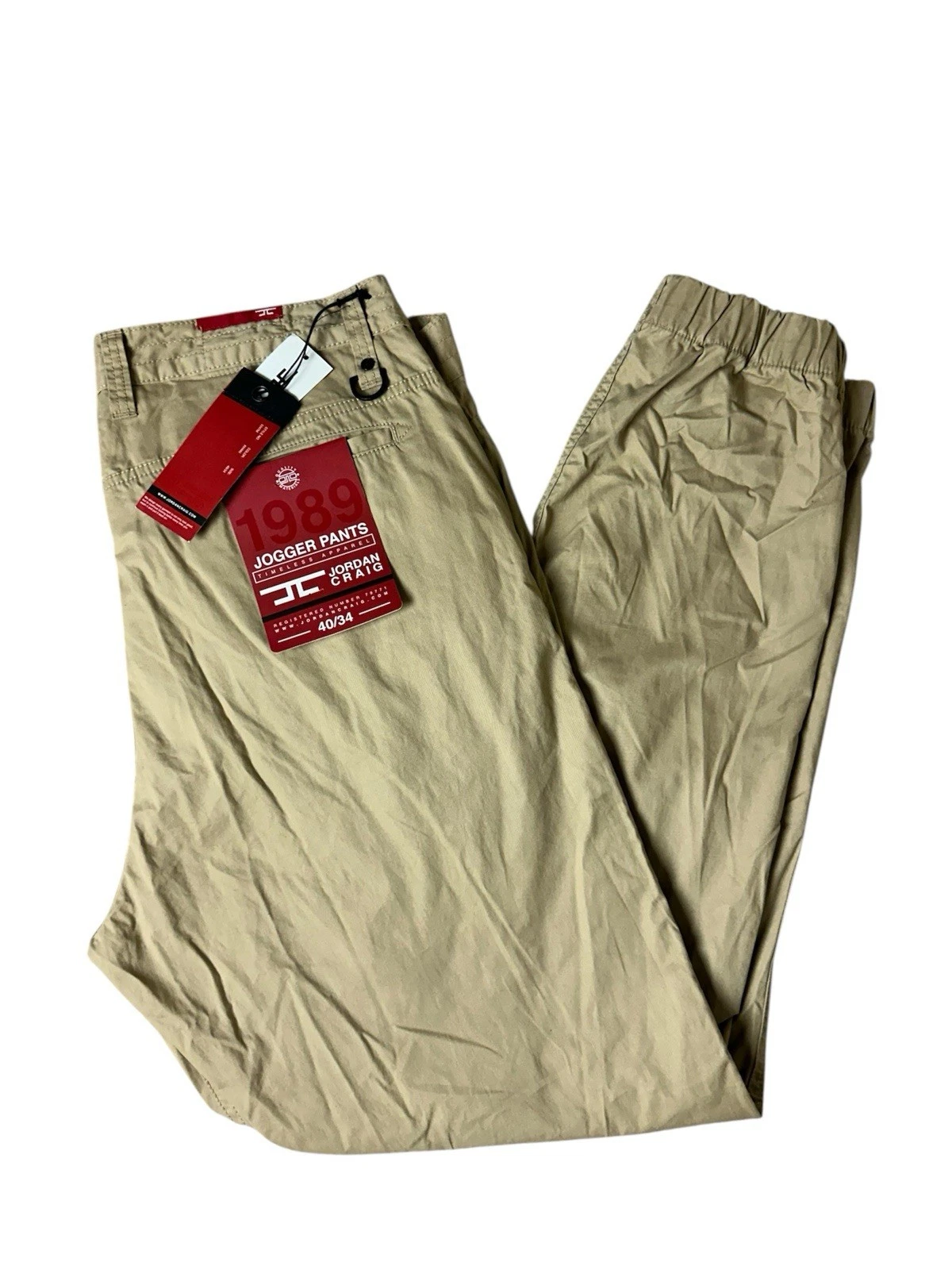 Jordan Craig Joggers Pants Mens Size 40x34 Tan Khaki Cotton Pockets Tapered Leg