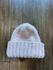 Cozy Knit Handmade Pink Wool Blend Chunky Beanie 11 NEW