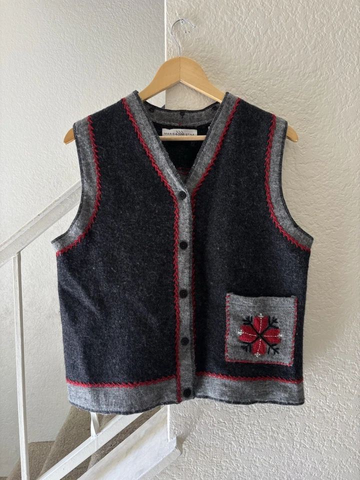 Chaleco Vintage Años 90 Marisa Christina 100% Lana Mujer Grande Gris Carbón Navidad Foto 2 de 4