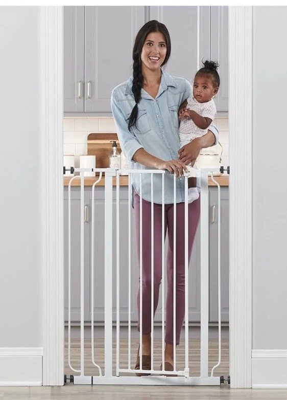 Regalo Easy Step 36" Extra Tall Walk-Thru Baby Gate 4-inch Extension White