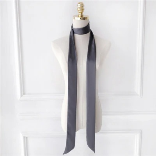 Long Narrow Scarf 190x5cm Women Chiffon Silk Ribbon Red Black Headband - Picture 11 of 27