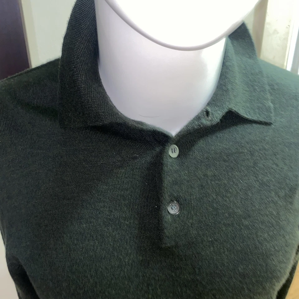 Joseph & Lyman свитер поло мужской размер M шерсти мериноса с воротником зеленый сделано в Италии - Изображение 3 из 4