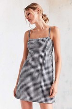 COOPERATIVE Urban Outfitters Black White Gingham Cotton Mini Dress Sleeveless M