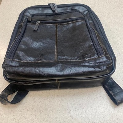 Jack Georges Voyager Collection Backpack Black Leather Adjustable Small- Medium