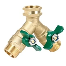  Garden Hose Splitter Full Flow, Brass Heavy Duty Hose Splitter High 2-Way