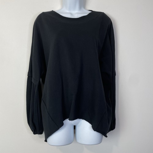 Planet by Lauren G Terry Pullover Tunica Top Felpa Orlo Grezzo Nero Capsula 4-8 - Foto 1 di 17