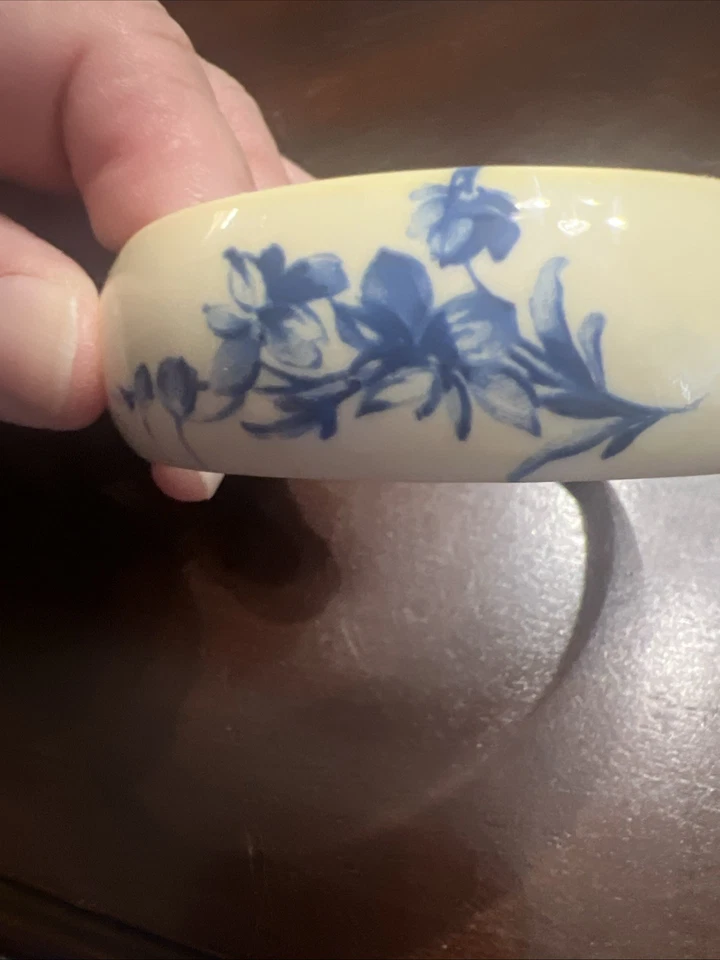 винтажный синий цветы и кремовый пластиковый люцит браслет 10» круглый - Изображение 3 из 4