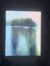 Original Modern Landscape REFLECTION OF TREES WATER Impressionist 11”W 14”T