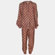 Felpa con cappuccio e pantaloni Gucci multicolore GG in seta set XS