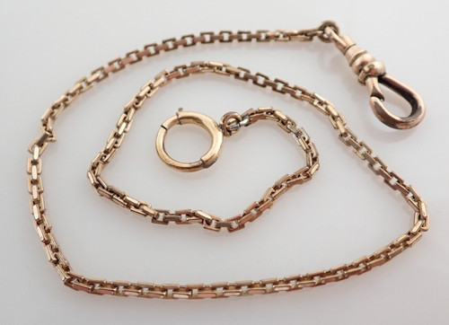 Antique DFB Co Signed Gold Filled Block Rolo Link 13.25" Pocket Watch Chain