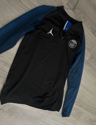 Jordan PSG Herren Hoodie Schwarz/Blau Gr. M 1/2 Zip Fleece Stehkragen Logo