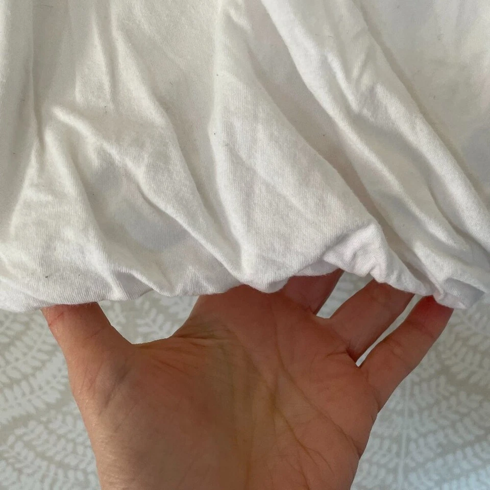 Top sin mangas con dobladillo burbuja cuello acanalado/acanalado de algodón blanco CAbi talla S Foto 3 de 4