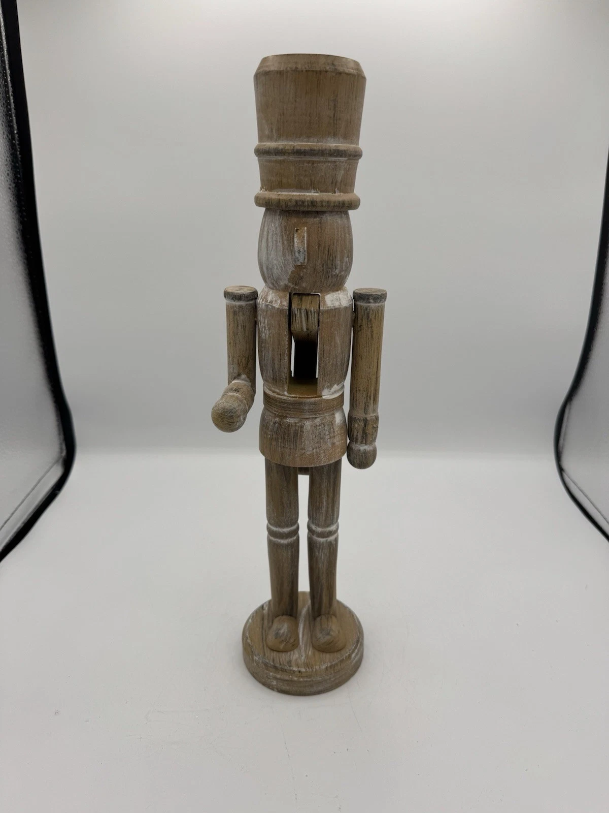 15” Wooden Nutcracker Lightly White Washed