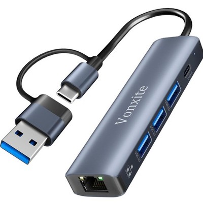 USB C auf Ethernet Adapter Gigabit LAN 1000Mbps USB 3.0 5-in-2 für Laptops