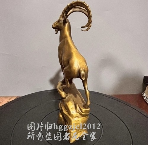 Statua leader capra ottone 9,5" opera d'arte animale decorazione casa ufficio collezioni - Foto 4 di 4