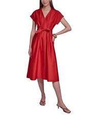 Halston Cotton Sateen Midi Shirt Dress Women's