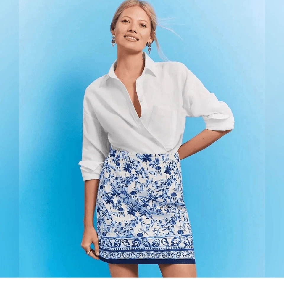 Loft Corfu weekend shift floral cotton stretch skirt size 14P NWT - Изображение 2 из 4